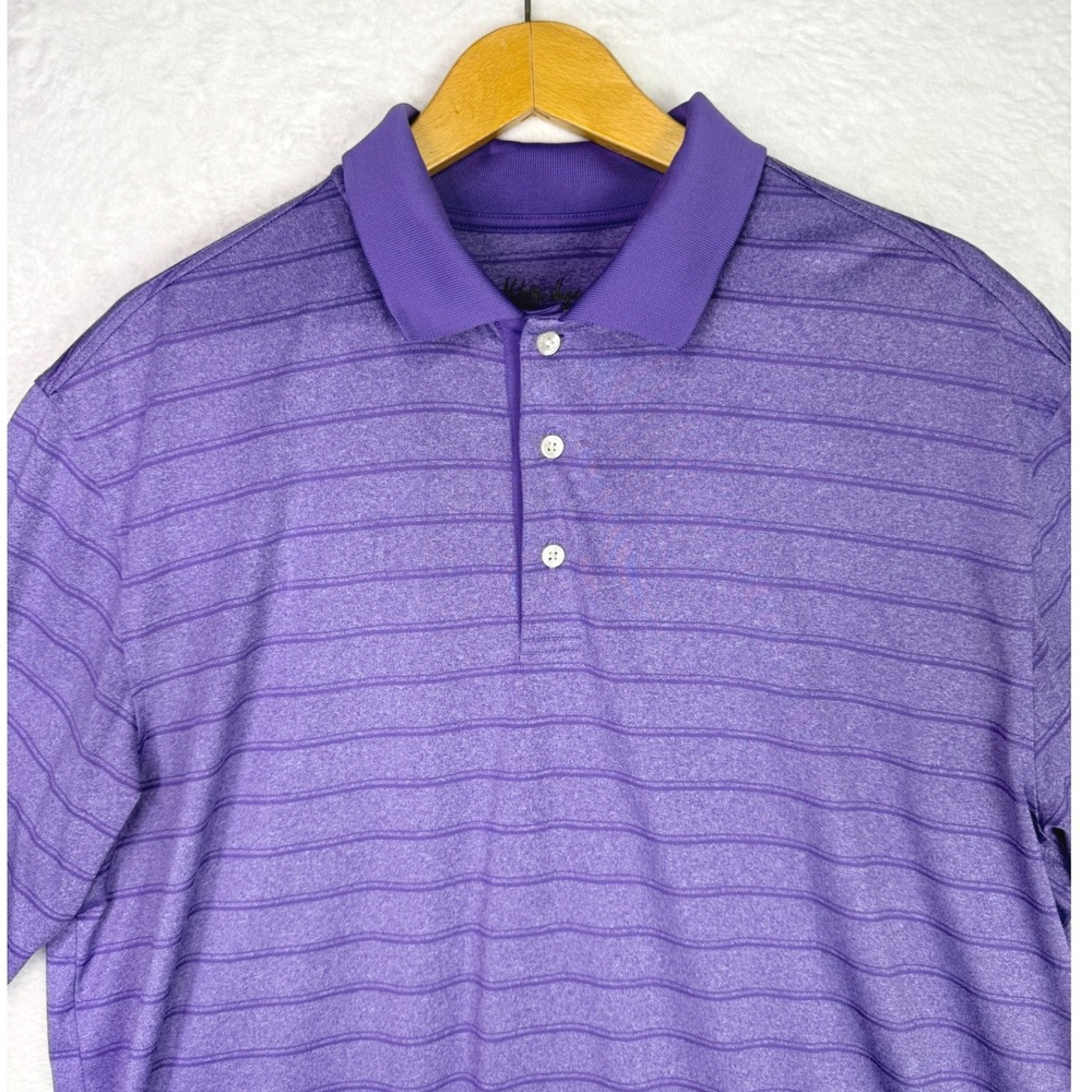 Walter Hagen Mens Purple Striped Golf Polo Shirt Large Performance Short Sleeve - Picture 3 of 10